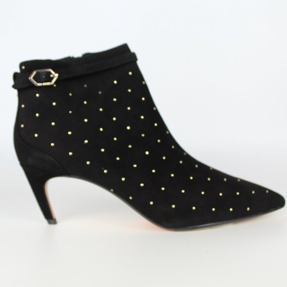 NEW TED BAKER LONDON Stud Curvad Pointed Toe Heeled Bootie - Picture 3 of 16